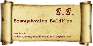 Bosnyakovits Balázs névjegykártya